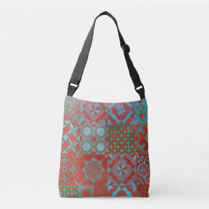 Bolsa Ajustável azulejos legal e modernos do Egeu em vermelho e az