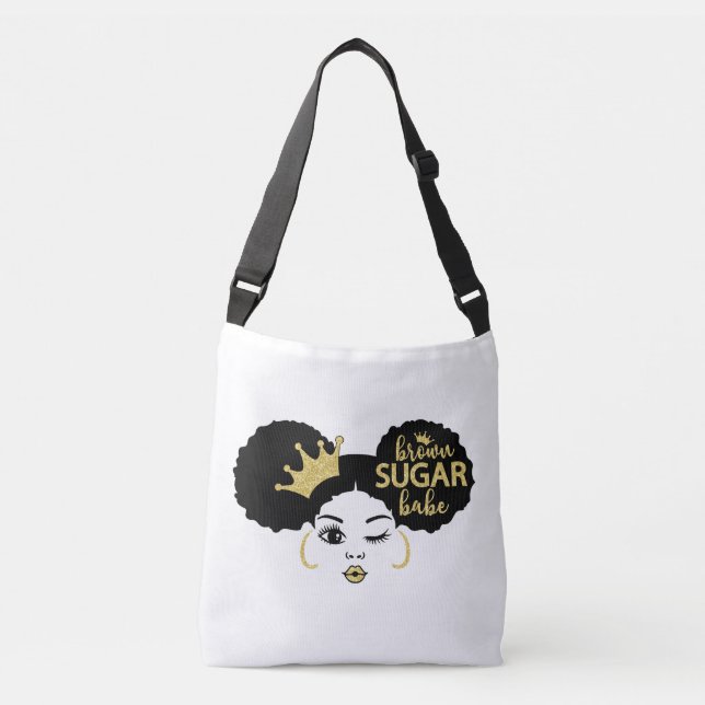 Bolsa Ajustável Babe de Açúcar Mascavo em Preto e Dourado (Frente)