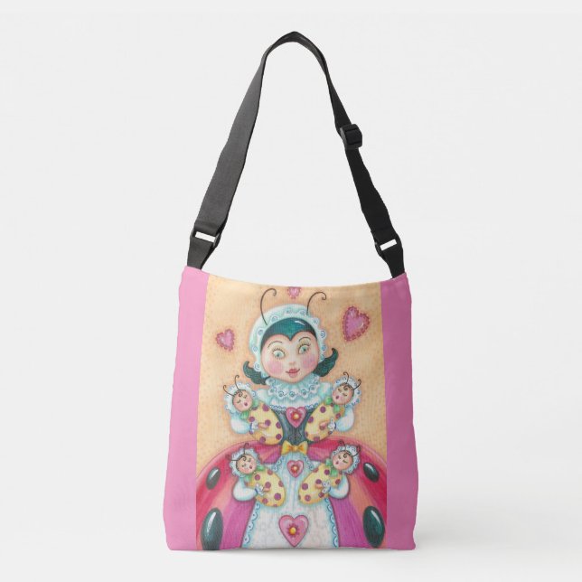 Bolsa Ajustável Baby Ladybugs Family CRODY BAG rosa (Frente)