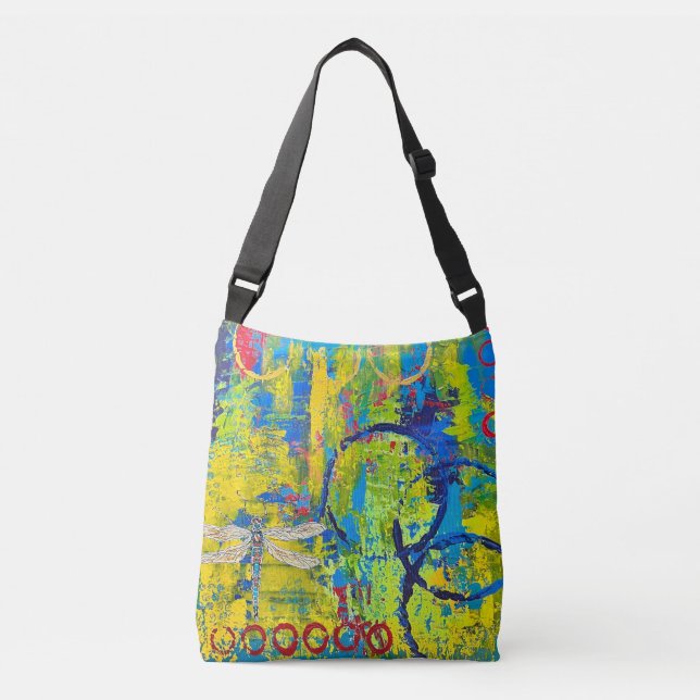 Bolsa Ajustável Bag de Abstrato de Dragonfly Cross Body (Frente)
