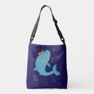 Bolsa Ajustável Baleia Rei com Coroa Arte Popular Oceânica Capri