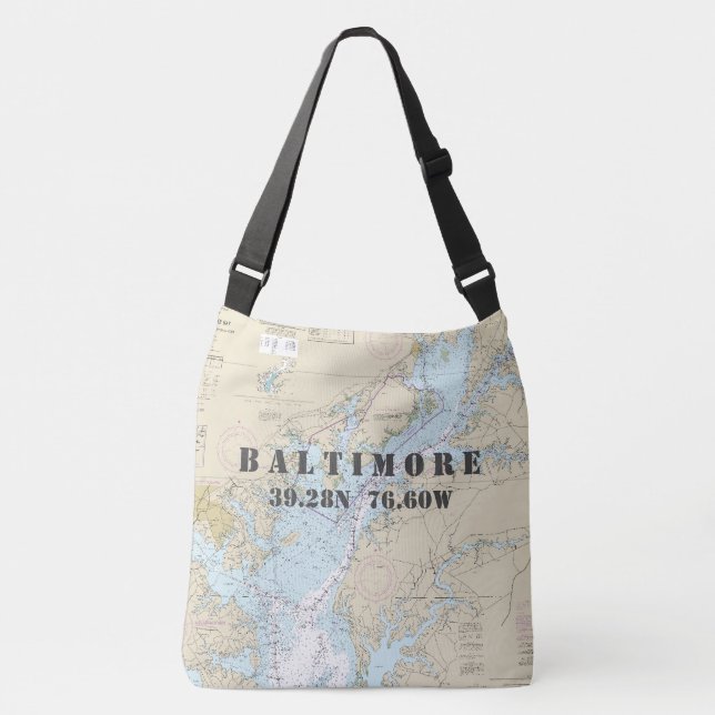 Bolsa Ajustável Baltimore Maryland Latitude Longitude Náutica (Frente)