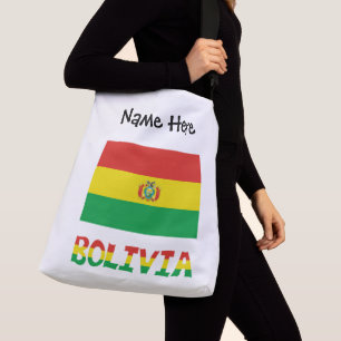 Bolsa Ajustável Bandeira da Bolívia Texto Personalizado