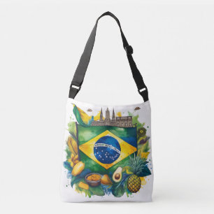 Bolsa Ajustável Bandeira do Brasil com marcas e Frutas tropicais