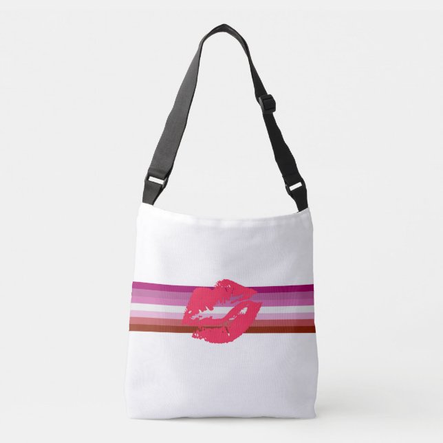 Bolsa Ajustável Bandeira do Orgulho Lésbico de Batom (Frente)