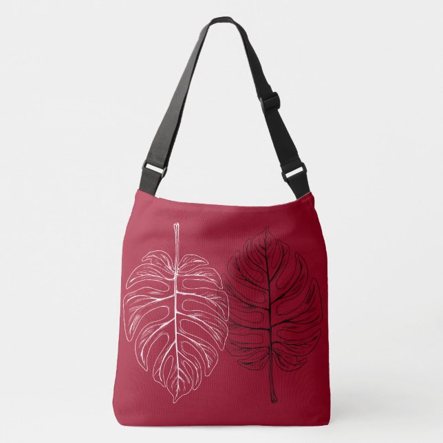 Bolsa Ajustável Bandeja de Monstera Branca e Preta (Frente)