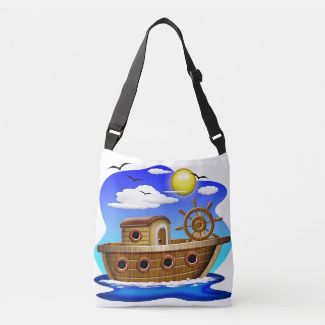 Bolsa Ajustável Barco de Pesca Cartoon  (Frente)