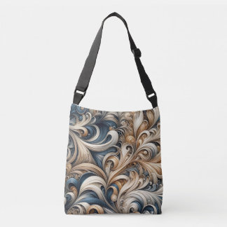 Bolsa Ajustável Baroque Swirl Pattern in Blue & Gold