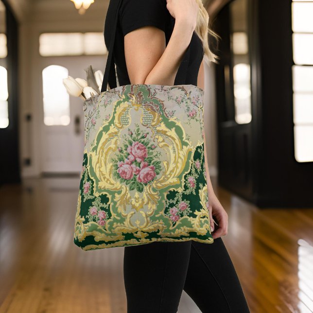 Bolsa Ajustável Barroco Rococo Na moda Rosa Rosa Rosado Dourado (Baroque Rococo Stylish Pink Roses Gold City Crossbody Bag Home)