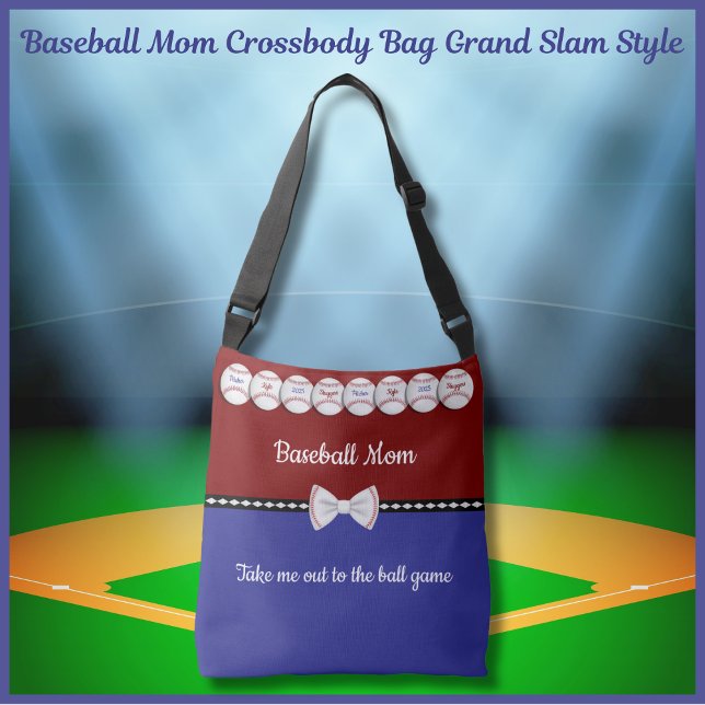 Bolsa Ajustável Baseball Mãe Crossbody Estilo Grande Estilo (Baseball Mom Crossbody Bag Grand Slam Style)