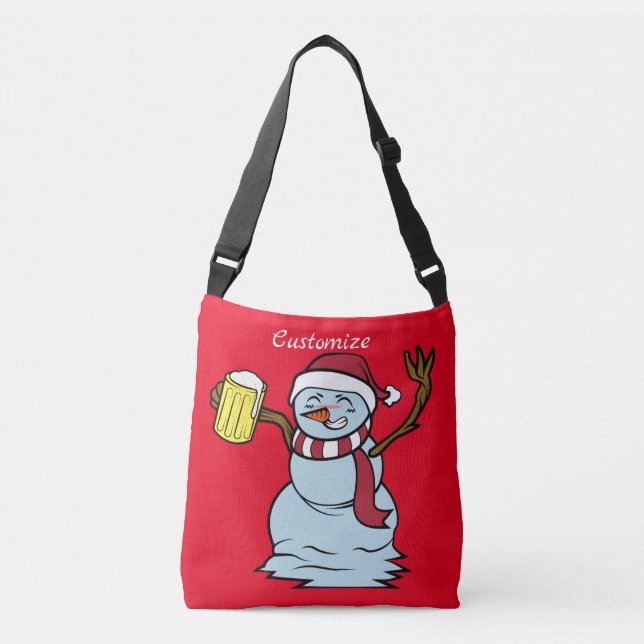 Bolsa Ajustável Bebado de cerveja Snowman Thunder_Cove (Frente)