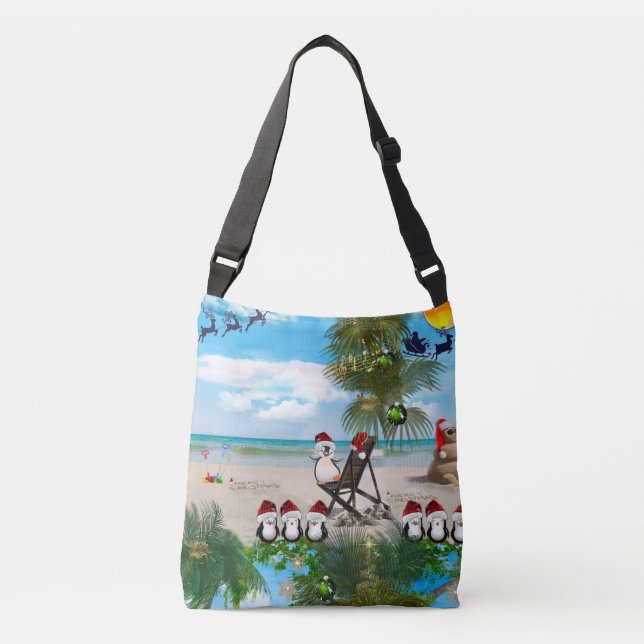 Bolsa Ajustável Bebê de Natal de Verão na praia repete Design (Frente)