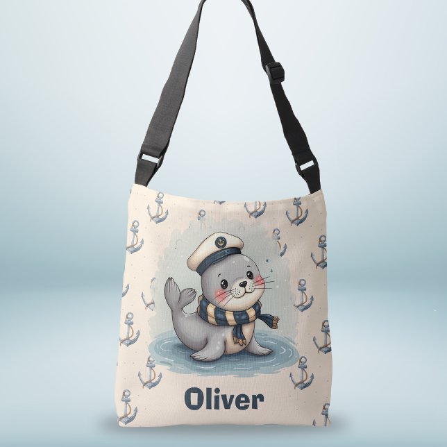 Bolsa Ajustável Bebê Foca Fofa com Chapéu e Cachecol de Marinheiro (Criador carregado)