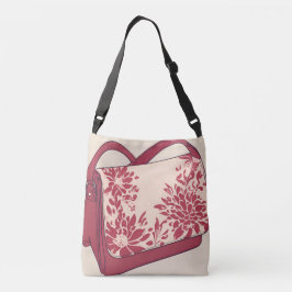 Bolsa Ajustável Beige Floral & Red Purse AI art