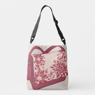 Bolsa Ajustável Beige Floral & Red Purse AI art