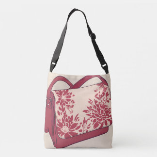 Bolsa Ajustável Beige Floral & Red Purse AI art
