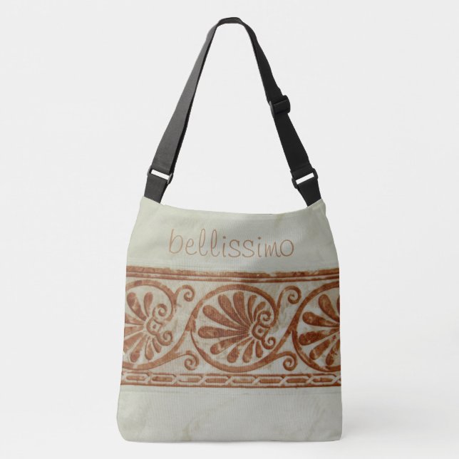 Bolsa Ajustável Beira decorativa cerâmica mediterrânea algum texto (Frente)