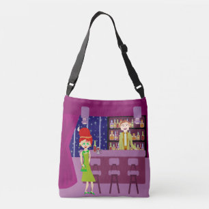 Bolsa Ajustável Bela Arte Retrorística Romântica Cartoon Noite