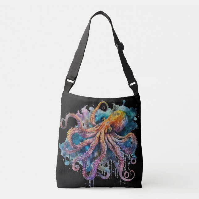 Bolsa Ajustável Belo Octopus De Aquarela (Frente)