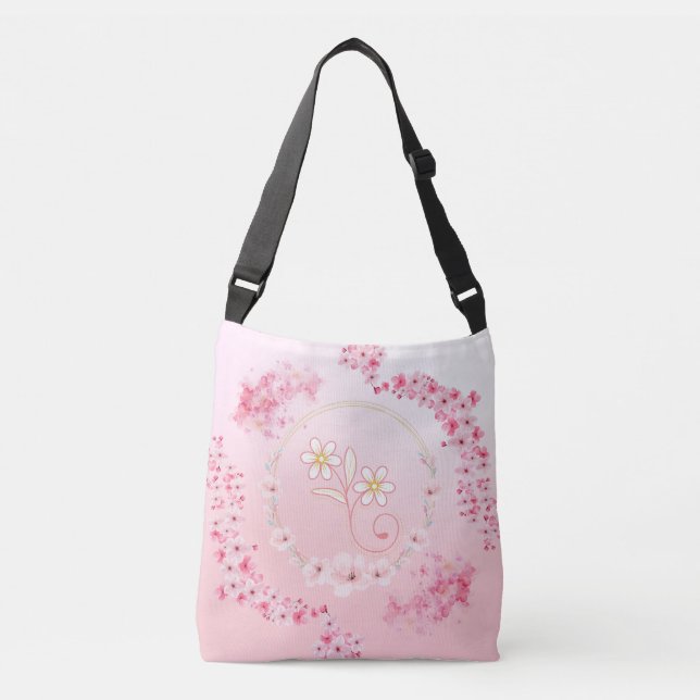 Bolsa Ajustável Bênção da Primavera Floral Rosa Pastel (Frente)