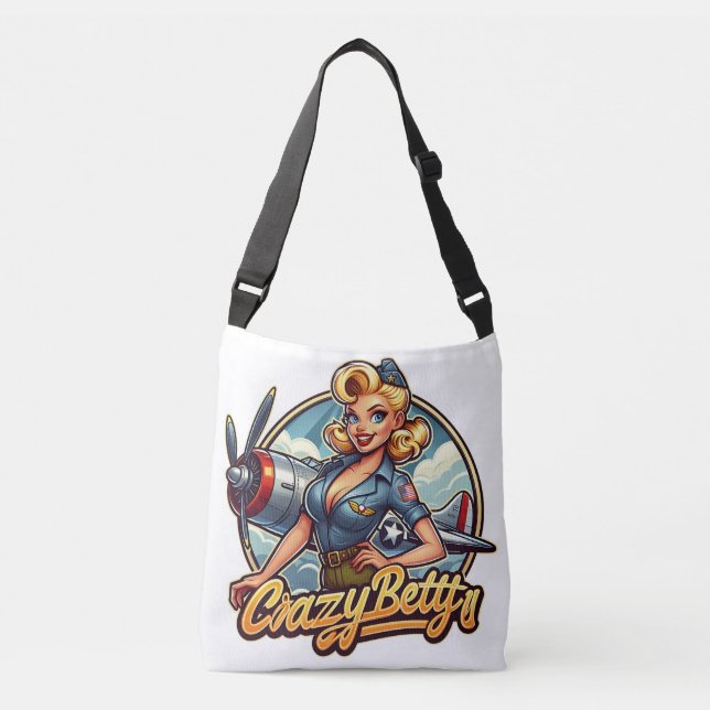 Bolsa Ajustável Betty piloto louca de ww2 pinup (Frente)