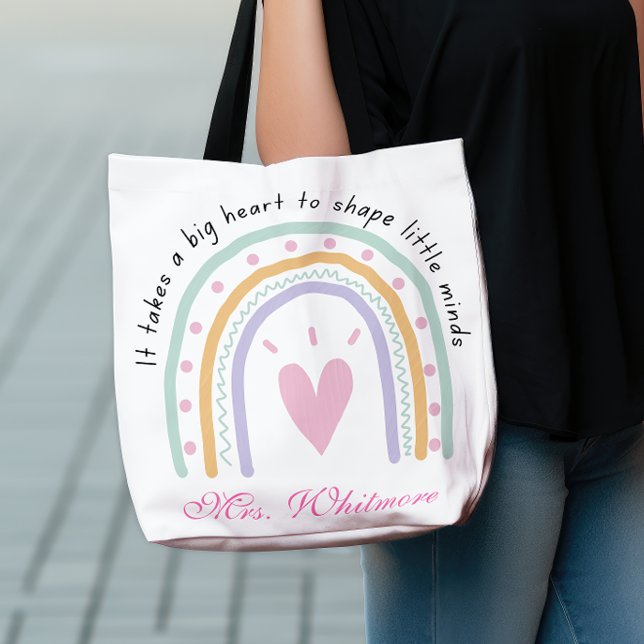 Bolsa Ajustável Big Heart Teacher Rainbow Back to School (Criador carregado)