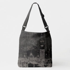 Bolsa Ajustável Black and Taupe Distress Skyline Veneice Itália