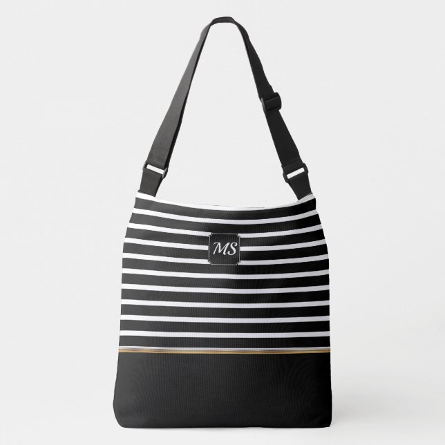 Bolsa Ajustável Black and White Striped - Customize (Frente)