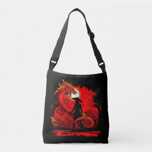 Bolsa Ajustável Black Samurai Red Dragon - Trabalho de arte do est