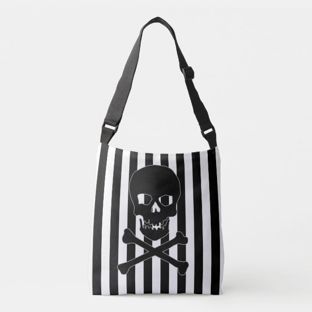 Bolsa Ajustável black & white striped skull bag (Frente)