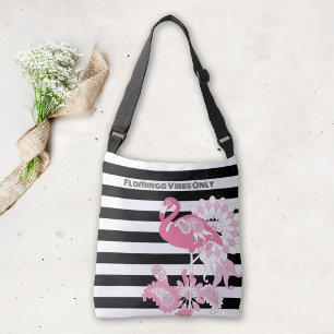 Bolsa Ajustável Black & White Stripes Flamingo apenas