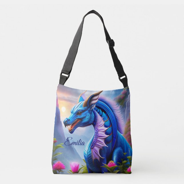 Bolsa Ajustável Blauer Drache, fantasievolle Digital Art (Frente)