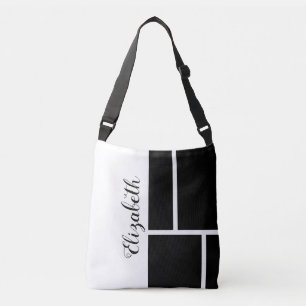 Bolsa Ajustável Bloco de Cores Inspirado Mondrian do Nome Branco P