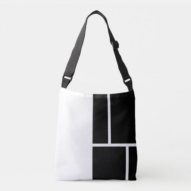 Bolsa Ajustável Bloco de cores inspirado no Mondrian preto e branc (Frente)