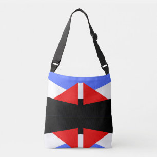 Bolsa Ajustável Bloco de cores vermelho e azul moderno e preto e b