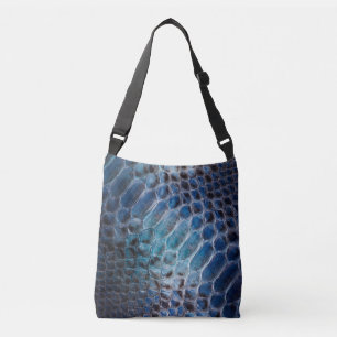 Bolsa Ajustável Blue Faux impressão de cobra de Crossbody