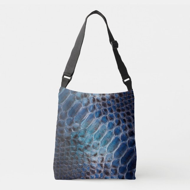Bolsa Ajustável Blue Faux impressão de cobra de Crossbody (Frente)