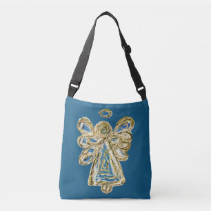 Bolsa Ajustável Blue Guardian Angel Purse Art Cross Body Bag