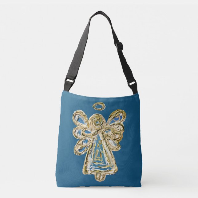 Bolsa Ajustável Blue Guardian Angel Purse Art Cross Body Bag (Frente)