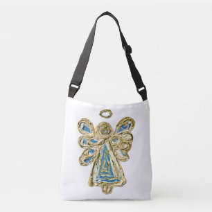 Bolsa Ajustável Blue Guardian Angel Purse Art Cross Body Bag