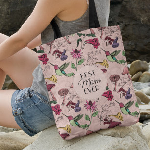 Bolsa Ajustável Blush Pink Melhor Mãe Foto Hummingbird Floral