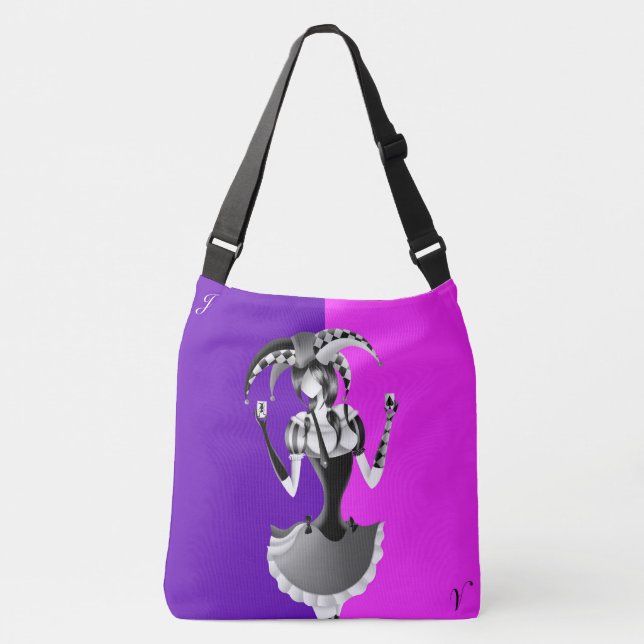Bolsa Ajustável Bobo Jester segurando duas cartas de baralho   (Frente)