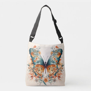 Bolsa Ajustável Boho Floral Blossom Butterfly Meadow Watercolor