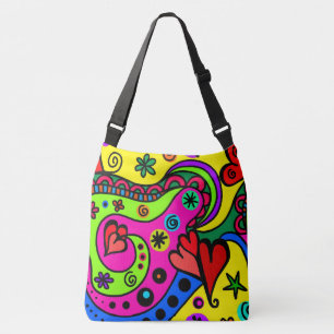 Bolsa Ajustável Boho Hippie Colorful Psychedelic Design Hearts