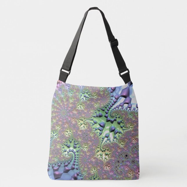 Bolsa Ajustável Boho Hippie Groovy Shiny Colorful Rainbow Fractal (Frente)