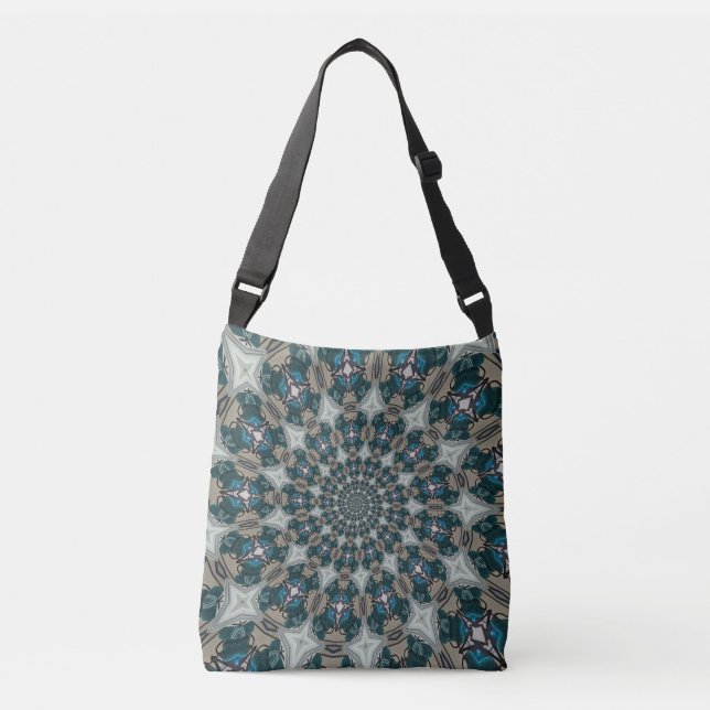 Bolsa Ajustável Boho Spiral Teal e Khaki Kaleidoscope (Frente)