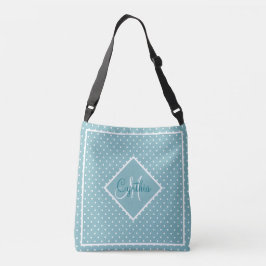 Bolsa Ajustável Bolinhas Azul-Céu e Branco com Monograma