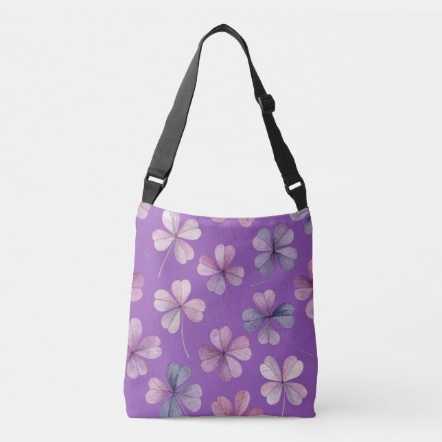 Bolsa Ajustável “Bolsa Transversal Floral Roxa – Design de Trevo R (Frente)