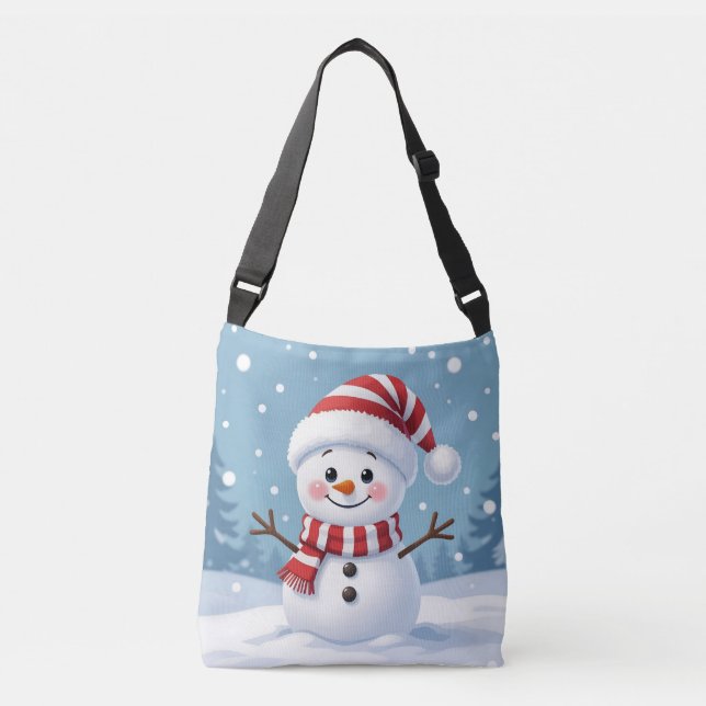 Bolsa Ajustável Boneco de neve fofo com cachecol e chapéu (Frente)