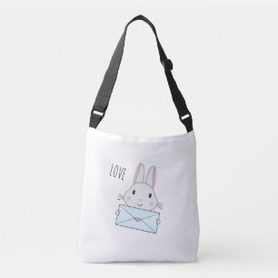 Bolsa Ajustável Bonito coelhinho segurando carta de amor